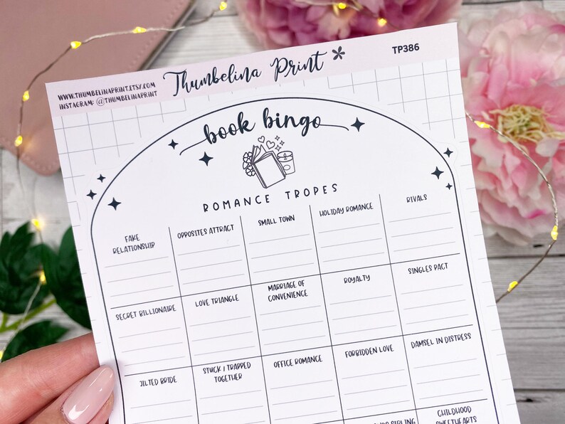Romance Tropes Book Bingo Sticker Sheet | Decorative & Functional Planning | Bingo | Reading Bingo | Romance Bingo | image 2