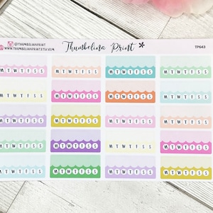 Weekly Habit Stickers | Decorative & Functional Planning | Standard Vertical | Habit Trackers | Scalloped Stickers | Pastel | Weekly Tracker