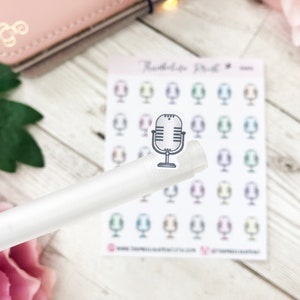 Podcast/Microphone Planner Stickers | Decorative & Functional Planning | Recording | Podcast Sticker | Mini Icons | Icon Stickers