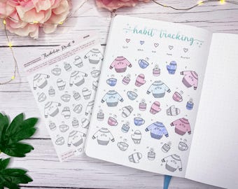 Winter Warmers Habit Tracker Stickers | Decorative & Functional Planning | Mood Tracker | Journal | Notes Page