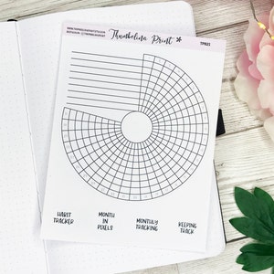 Large Circular Monthly Tracker Planner Sticker | Journal | Notes Page | Decorative & Functional Planning | Circle Tracker | Monthly Tracker