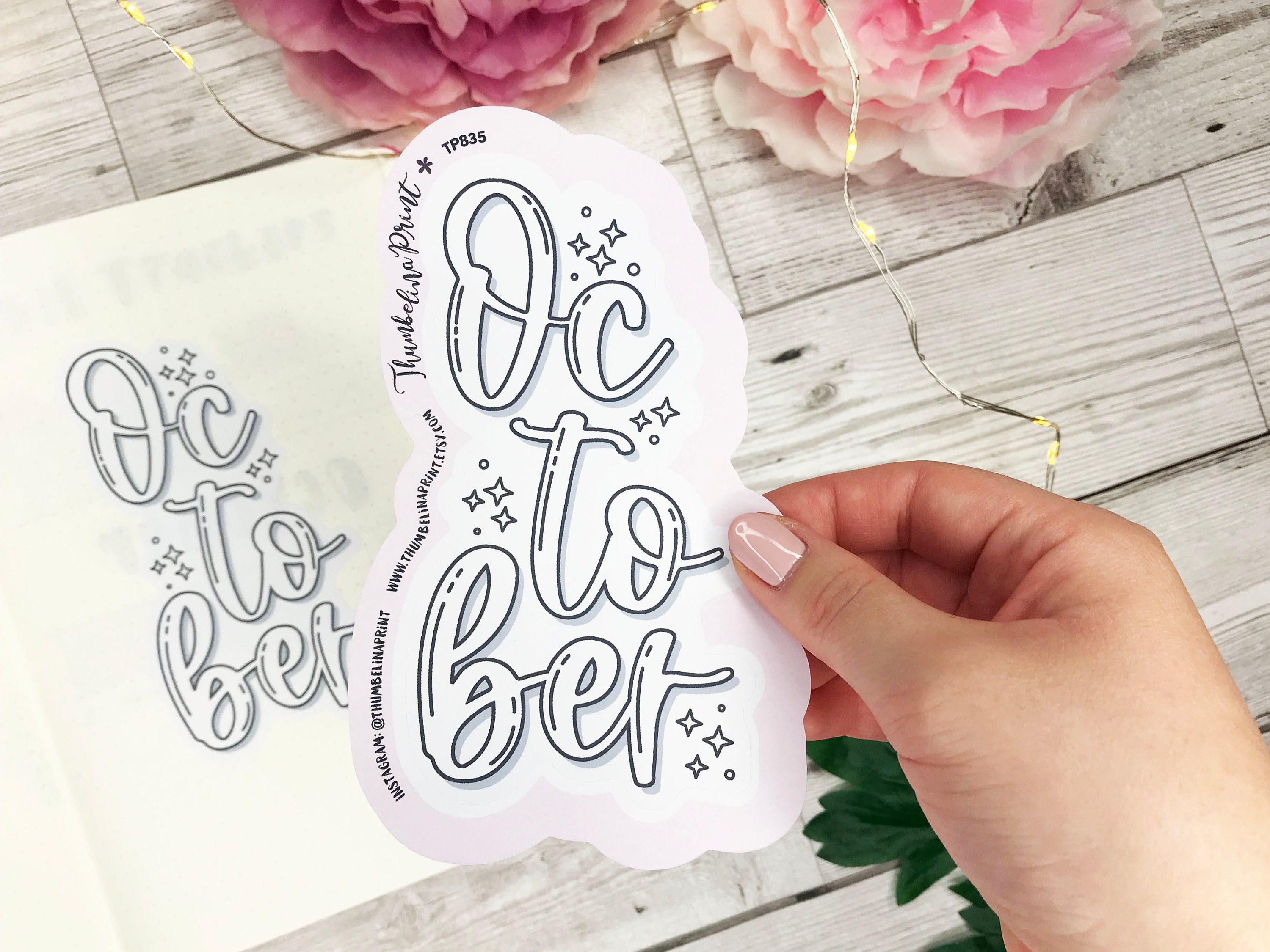 Fancy October Script Stacked 'october' Script Title Planner Stickers | Decorative ...