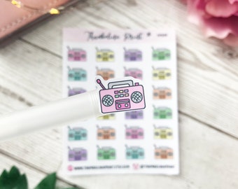 Radio Planner Stickers | Decorative & Functional Planning | Music | Podcast | Radio Show | Radio Stickers | Mini Icons | Icons Stickers