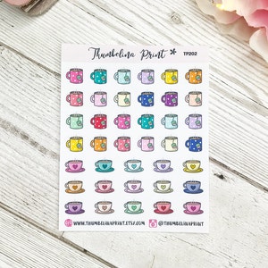 Tea and Coffee Planner Stickers Decorative & Functional Planning Hot Drinks Coffee Monday Tea Stickers Icon Stickers Mini Icons image 3