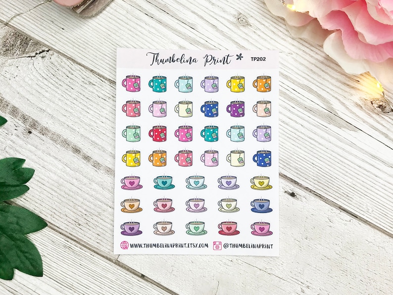 Tea and Coffee Planner Stickers Decorative & Functional Planning Hot Drinks Coffee Monday Tea Stickers Icon Stickers Mini Icons image 3