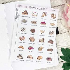 Bäckerei Menü Planer Aufkleber | Dekorative & Funktionale Planung | Lebensmittel Aufkleber | Kuchen | Gebäck | Bäckerei | Konditorei | Nachtisch