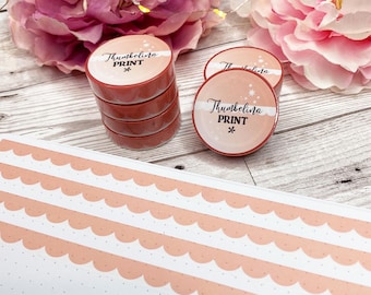 Cinta washi con diseño festoneado de melocotón / Planificación decorativa y funcional / Cinta decorativa / Cinta de papel / Festoneado / Naranja claro