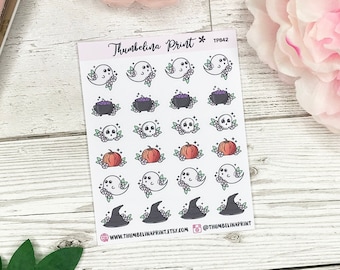 Mixed Halloween Doodle Planner Stickers | Decorative & Functional Planning | Spooky | Cute | Halloween | Doodle | Mini Icons | Icon Stickers