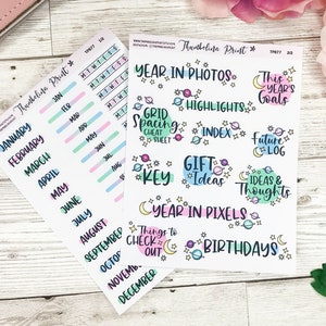 Stellar Yearly Journal Setup Kit | Decorative & Functional Planning | Bullet Journal Stickers | Bullet Journal Theme | Decorative Stickers