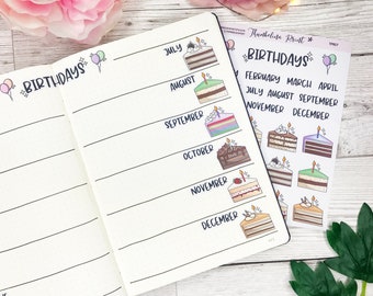 Birthday Planner Sticker Kit | Journal | Notes Page | Decorative & Functional Planning | Birthdays | Events