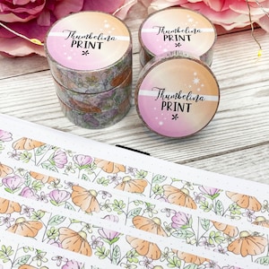 Hübsches Blütenblätter Washi Tape | Dekorative & Funktionale Planung | Dekoband | Papierklebeband | Blumen | Blumen | Orange | Rosa