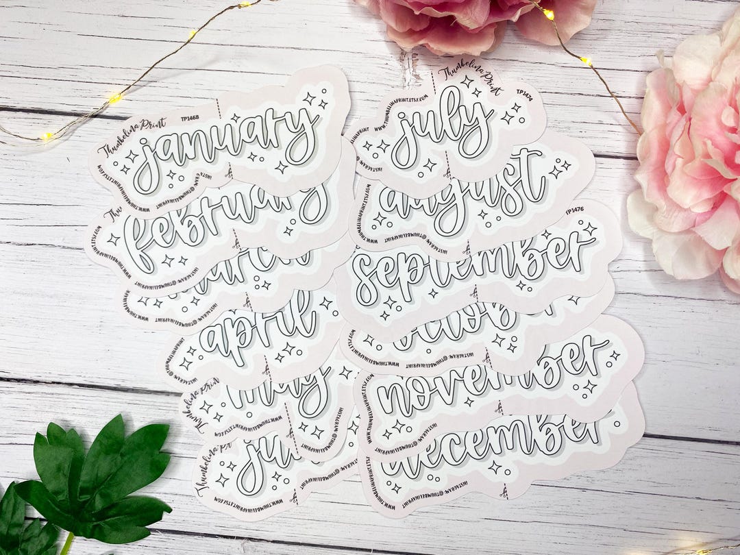 Horizontal Cursive Monthly Header Bundle Planner Stickers | Decorative ...