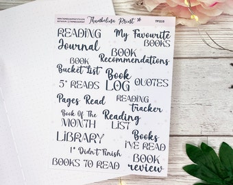 Blooming Books Headers Script Stickers | Decorative & Functional Planning | Journal Stickers | Reading Journal Theme | Header Stickers