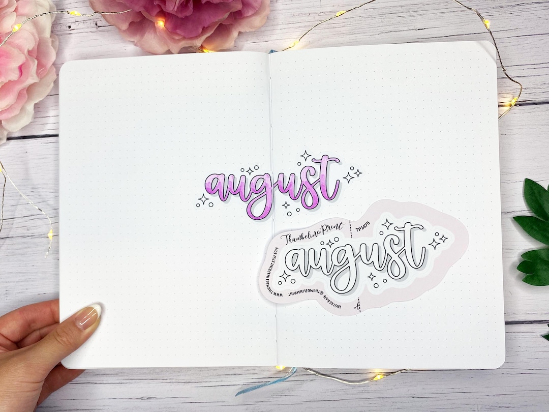 Horizontal Cursive 'august' Script Title Planner Sticker | Decorative ...
