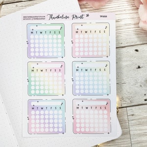 Pastel Gradient Blank Calendar Journal Stickers | Decorative & Functional Planning | Calendar Stickers | Blank Calendars | Pastel Rainbow