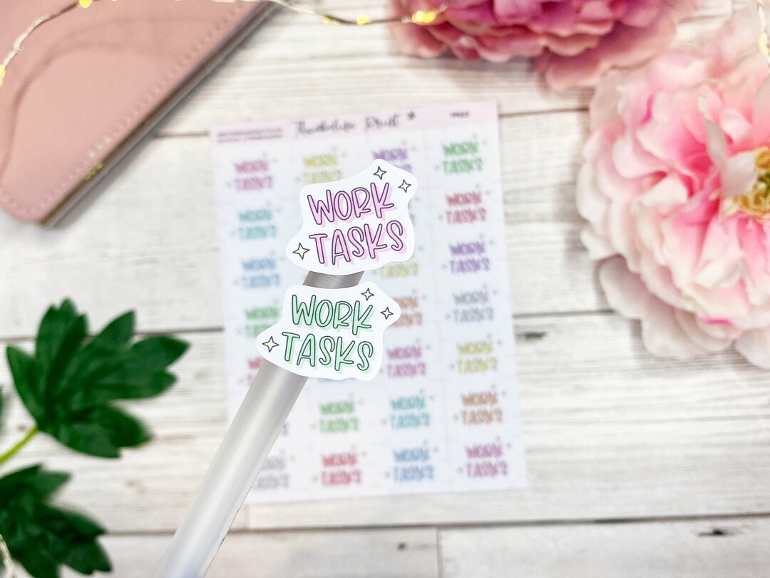 Task Script Sticker Work Tasks Pastel Script Stickers | Decorative & Functional Planning ...