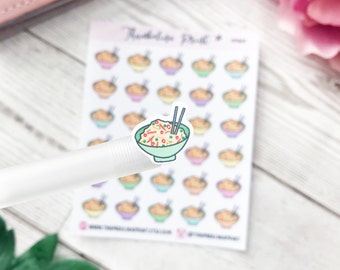Fried Rice Planner Stickers | Decorative & Functional Planning | Food Stickers | Dinner | Takeout | Mini Icons | Icons Stickers