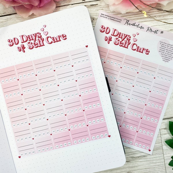 30 Days Of Self Care Planner Sticker| Decorative & Functional Planning | Self Care | Self Care Challenge | Me Time | Relax