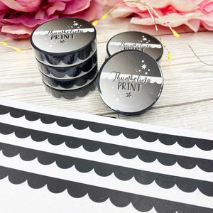 Zwarte geschulpte washitape | Decoratieve en functionele planning | Decoratieve tape | Papiertape | Sint-jakobsschelpen | Zwart