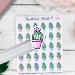 Single Cactus Planner Stickers | Decorative & Functional Planning | Cactus | Plant | Nature | Pastel | Doodle Stickers | Icon Sticker