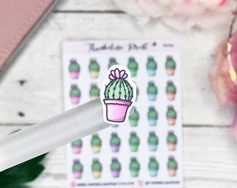 Single Cactus Planner Stickers | Decorative & Functional Planning | Cactus | Plant | Nature | Pastel | Doodle Stickers | Icon Sticker