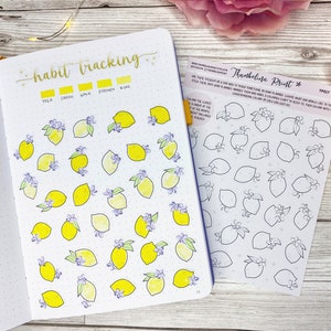 Sticker citroen gewoonte tracker | Decoratieve en functionele planning | Stemmingstracker | Dagboek | Notitiepagina | Citroenen | Fruit