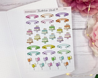 Mixed Birthday And Celebration Icon Stickers | Decorative & Functional | Birthday Stickers | Celebration Icons | Mini Icons | Icon Stickers