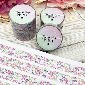 Cottage bloemen Washi tape | Decoratieve en functionele planning | Decoratieve tape | Papieren tape | Bloemen | Bloemen | Lavendel | Roze | Groente