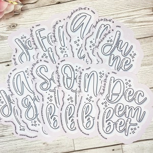Stacked Script Monthly Header Bundle Planner Stickers | Decorative & Functional Planning | Journals | Title Page Spread | Planner Decor