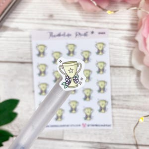 トロフィー アイコン プランナー ステッカー | 装飾および機能プランニング | 賞 | カップ | 賞品 | 花柄