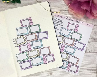 TV Stack Planner Sticker | Journal | Notes Page | Decorative & Functional Planning | TV Log | TV Show | Television Series Tracker