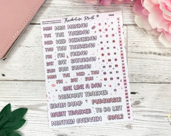 Blumen Zimmer Bullet Journal Aufkleber | Dekorative & Funktionale Planung | Bullet Journal Aufkleber | Bullet Journal Thema | Schreibschrift-Sticker