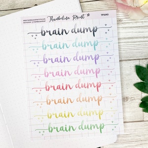 Brain Dump Rainbow Script Planner Stickers | Decorative & Functional Planning | Journal Stickers | Scripts | Title Stickers | Headers