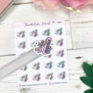 Hairdresser Planner Stickers | Decorative & Functional Planning | Scissors And Comb | Haircut | Pastel | Doodle Stickers | Icon Stickers