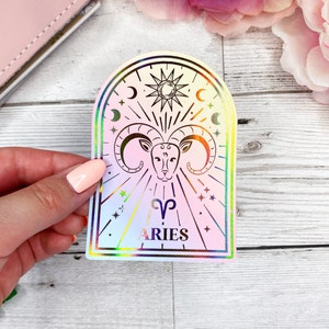 Ram holografische goudfolie gestanst sterrenbeeld sticker | Dierenriem | Astrologie | Hemels | Foliesticker | Holografisch goud