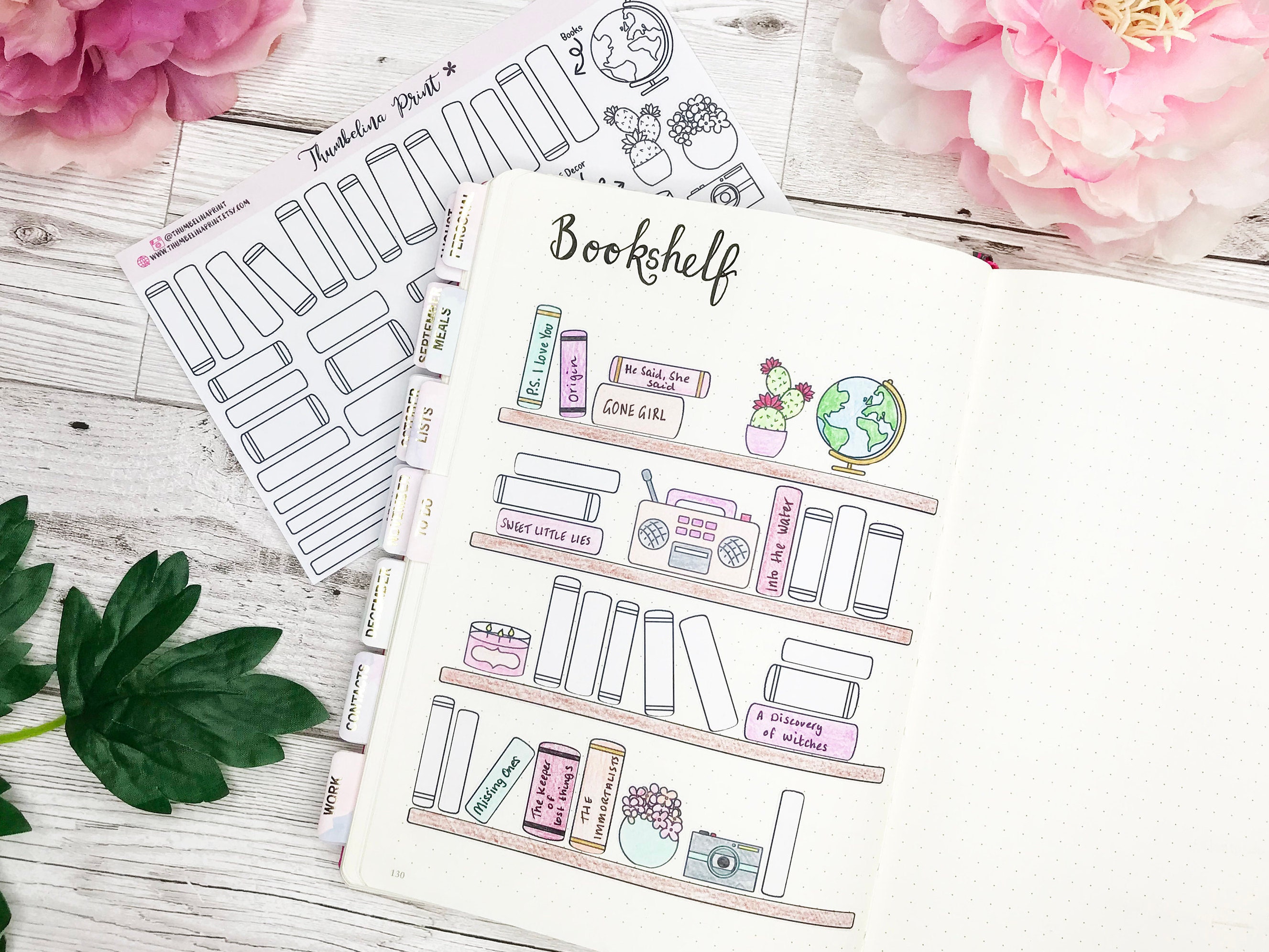 Build A Bookshelf Bullet Journal Planner Stickers in Black & Etsy