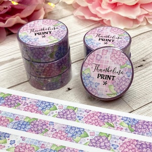 Holografische washitape met hortensia's | Decoratieve en functionele planning | Decoratieve tape | Papiertape | Bloemen | Bloemen