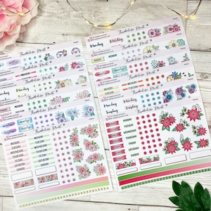 Floral Initial Weekly Planner Stickers Bundle | Decorative & Functional Planning | Journals | Title Page Spread | Planner Decor