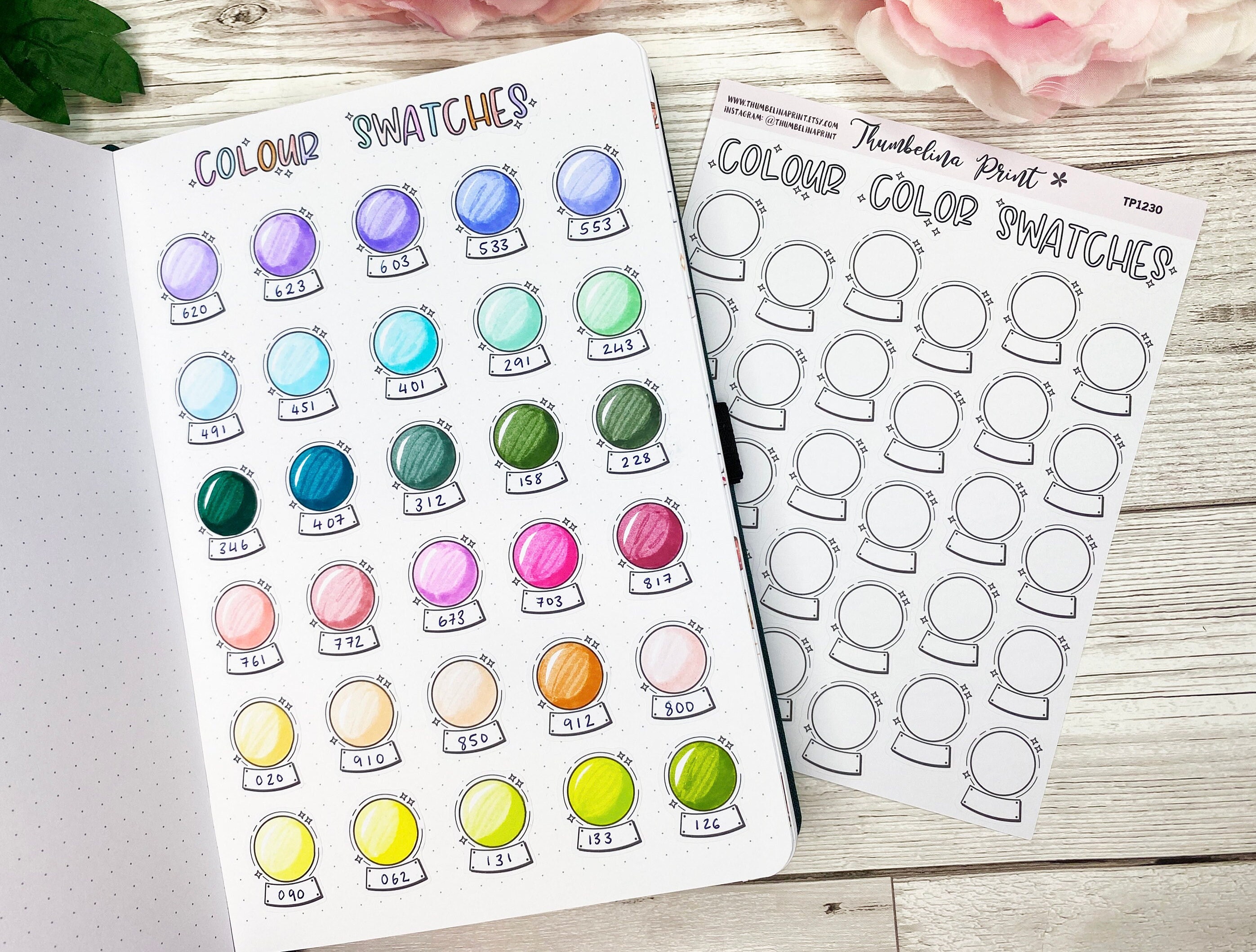 Crystal Ball Colour Swatch Planner Stickers | Decorative & Functional ...