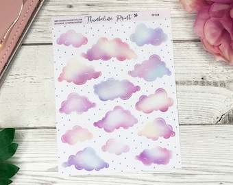 Decoratieve stickers met grillige wolken | Decoratieve en functionele planning | Bullet Journal-stickers | Tijdschriftthema | Decoratieve stickers