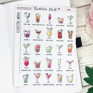 Cocktail-Menü-Sticker | Dekorative & Funktionale Planung | Getränk-Aufkleber | Getränke | Cocktails | Alkohol | Cocktail-Aufkleber