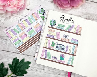 Build A Bookshelf Bullet Journal Planner Stickers | Book Tracker | Reading Tracker | Notes Pages | Bullet Journal Stickers