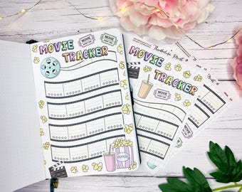 Movie Reel Film Review Tracker Stickers | Decorative & Functional Planning | Movie Stickers | Film Stickers | Cinema | Bullet Journal