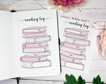 Pink Book Pile Reading Log Sticker | Decorative & Functional Planning | Reading Journal | Book Log | Reading Tracker | Journal