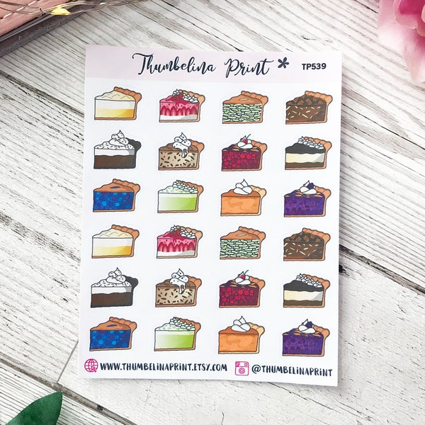 Pie Planner Stickers | Decorative & Functional Planning | Pie Stickers | Dessert Stickers | Slice Of Pie | Mini Icons | Icons Stickers