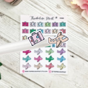adesivos decorativos para planejador de avião e mala | Planejamento Decorativo e Funcional | Ícones de mala | Adesivos de plaina | Miniícones