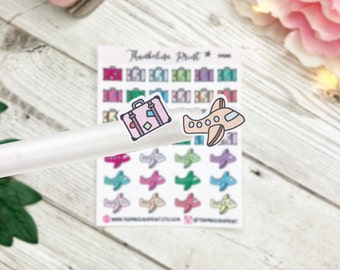 Aeroplane and Suitcase Decorative Planner Stickers | Decorative & Functional Planning | Suitcase Icons | Planer Stickers | Mini Icons