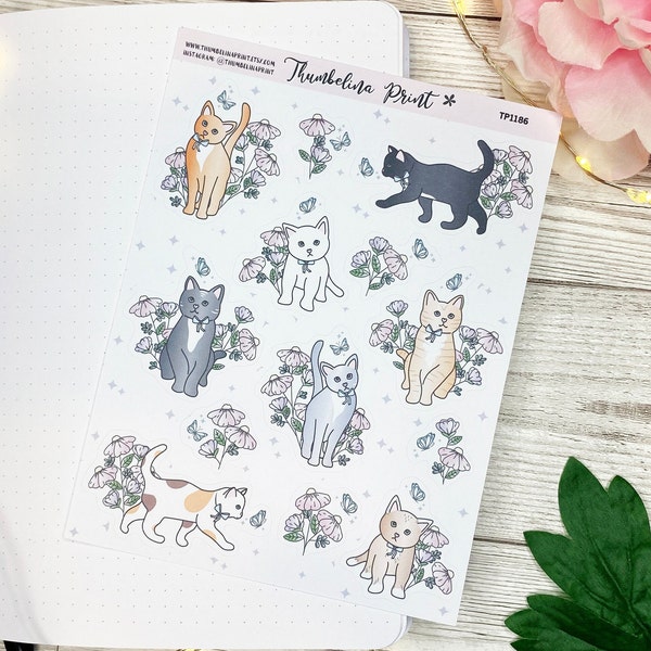 Chasing Butterflies Decorative Stickers | Decorative & Functional Planning | Stickers | Journal Theme | Decorative Stickers | Cats | Kittens