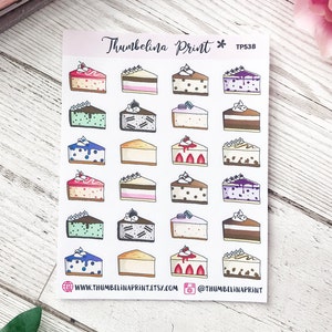 Cheesecake Planner Stickers | Decorative & Functional Planning | Dessert | Cheesecake Stickers | Slice Of Cake | Mini Icons | Icons Stickers