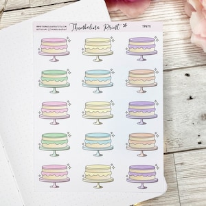 Birthday Cake Stickers | Decorative & Functional Planning | Journal Stickers | Cake | Decorative Stickers | Birthday Cakes | Food